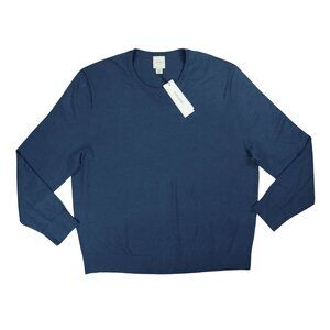 Calvin Klein Crew Neck Merino Wool Blend Pullover Men's Sweater XXL NWT Blue